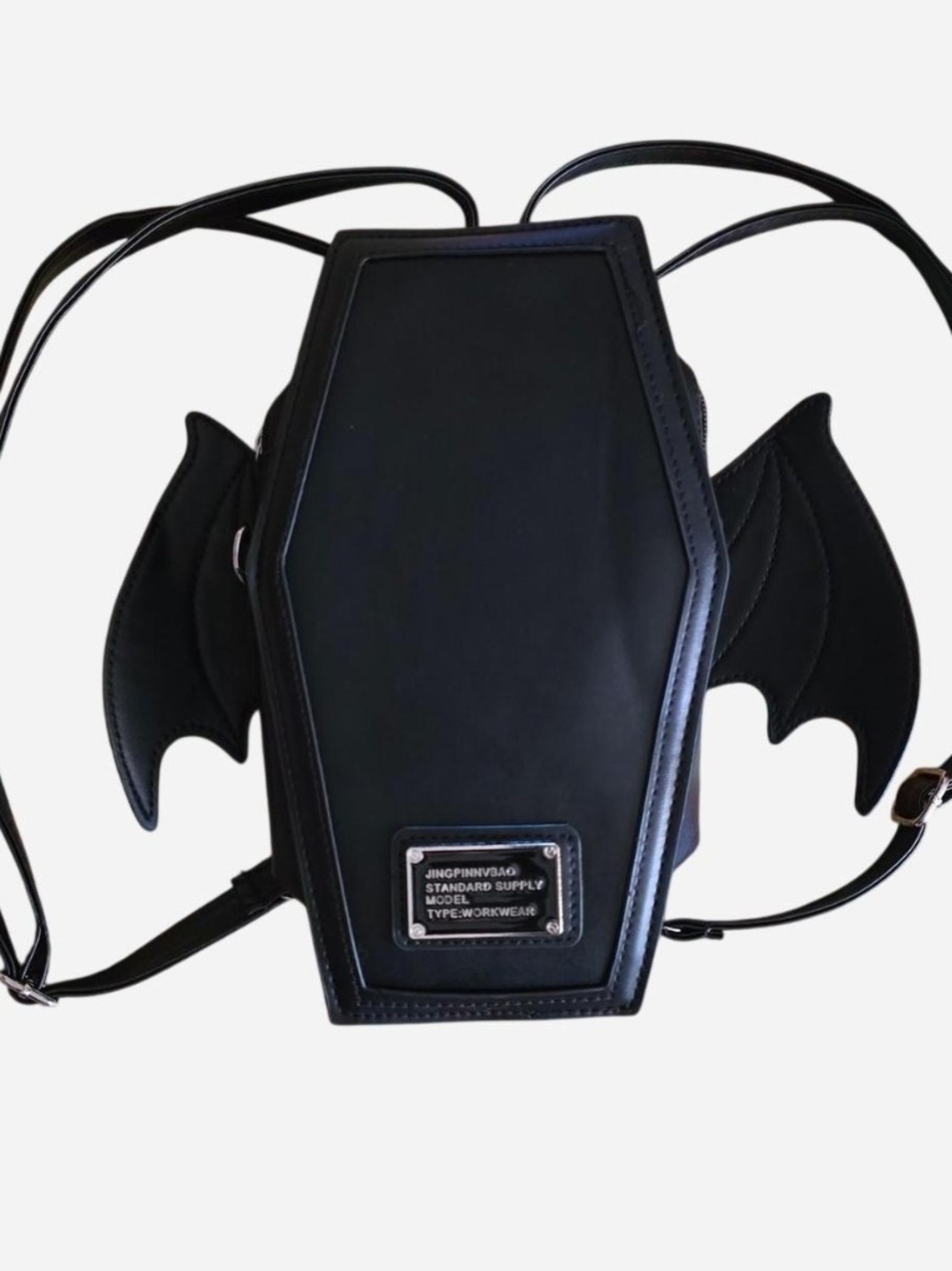 Black Coffin Backpack with Bat Wings